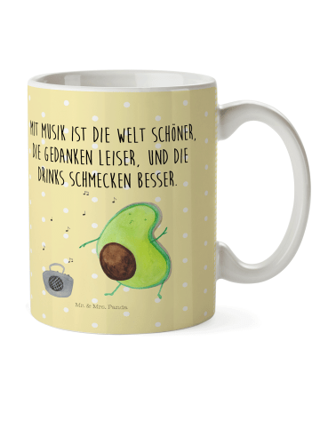 Mr. & Mrs. Panda Kindertasse Avocado Tanzen mit Spruch in Gelb Pastell