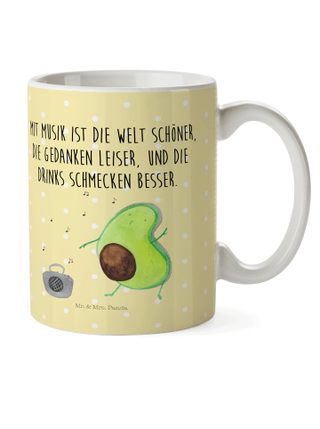 Mr. & Mrs. Panda Plastikbecher Avocado Tanzen mit Spruch in Gelb Pastell