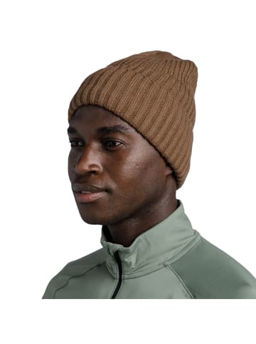 Buff Buff Knitted Fleece Hat Beanie in Braun