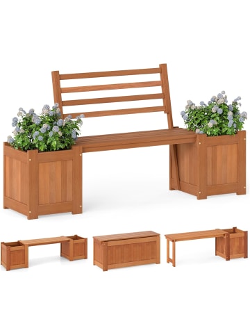 COSTWAY Gartenbank 2-Sitzer & Blumenkasten 172 x 46,5 x 91cm in Braun