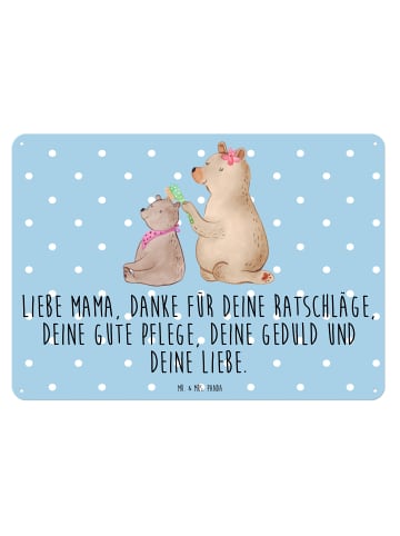 Mr. & Mrs. Panda Blechschild Bär Kind mit Spruch in Blau Pastell