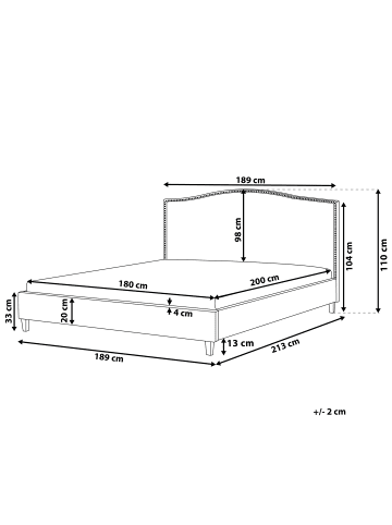 Beliani Doppelbett MONTPELLIER in Beige/Schwarz - (W) 189 x (H) 110 x (L) 213 cm