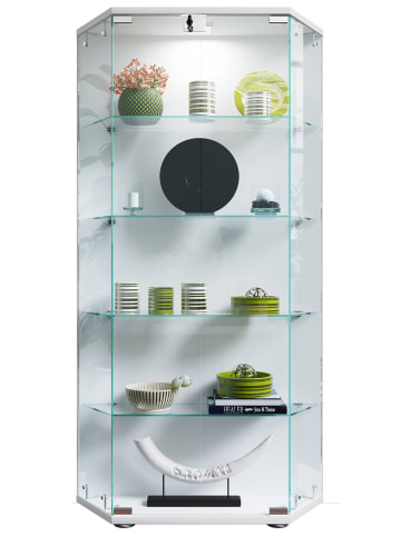 VCM  Holz Glas Stand Vitrine Sammelvitrine Cenila L in Weiß