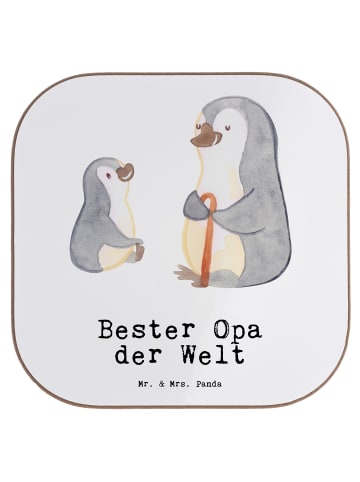 Mr. & Mrs. Panda Untersetzer Pinguin Bester Opa der Welt mit Spruch in Weiß