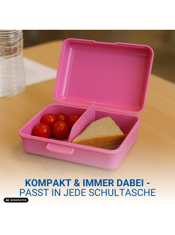 elasto Vorratsdose "School-Box" 1100 ml in pink - mit Regenbogen Motiv