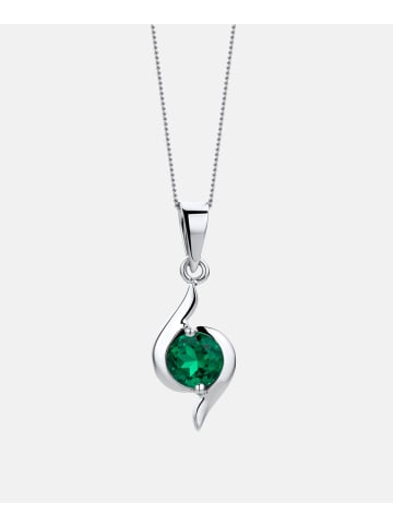 Diamant L'éternel Halskette mit Anhänger aus 375 Weißgold mit Smaragd