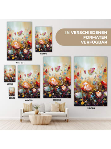MuchoWow Leinwand Bilder Blumenmeer