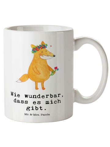 Mr. & Mrs. Panda Kaffeebecher Fuchs Blumen mit Spruch in Weiß