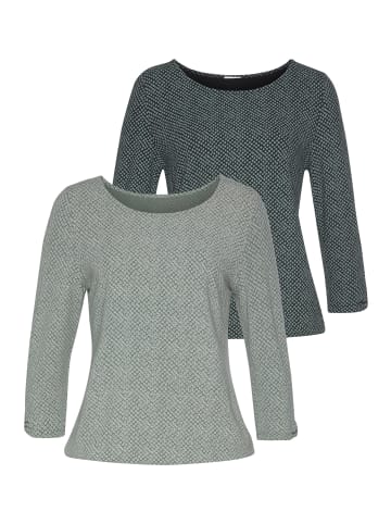 LASCANA 3/4-Arm-Shirt in grün, schwarz