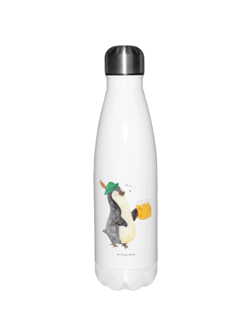 Mr. & Mrs. Panda Thermo-Trinkflasche Pinguin Bier ohne Spruch in Weiß