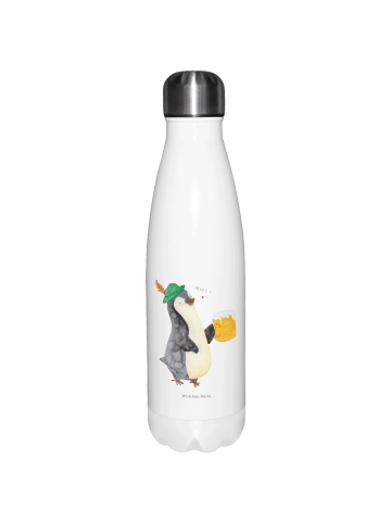 Mr. & Mrs. Panda Thermosflasche Pinguin Bier ohne Spruch in Weiß