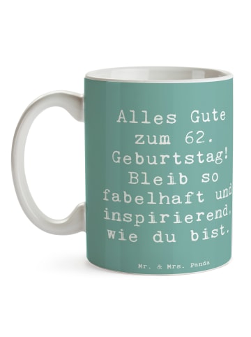 Mr. & Mrs. Panda Tasse Spruch 62. Geburtstag Freude mit Spruch in Meeresbrise