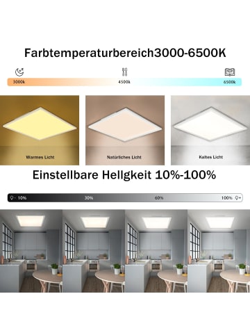 ZMH LED Deckenleuchte in weiß moderne RGB dimmbar 24W eckig L 45CM