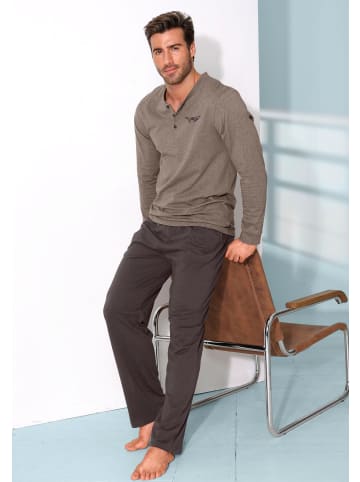 AUTHENTIC LE JOGGER Pyjama in braun-meliert-dunkelbraun