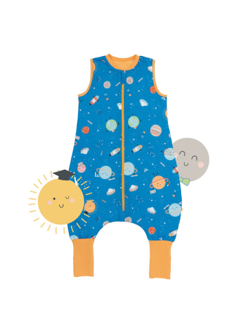 Schlummersack Schlafsack mit Füßen und umklappbaren Bündchen, 1.0 TOG in Blau-Gelb