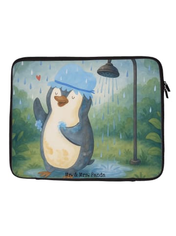 Mr. & Mrs. Panda Laptop Tasche Pinguin Duschen Design ohne Spruch in Weiß