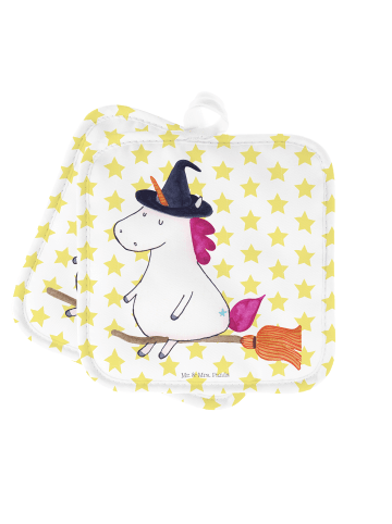 Mr. & Mrs. Panda Topflappen Einhorn Hexe ohne Spruch in Weiß