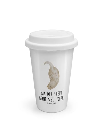 Mr. & Mrs. Panda Travel Mug Otter Kopfüber mit Spruch in Weiß