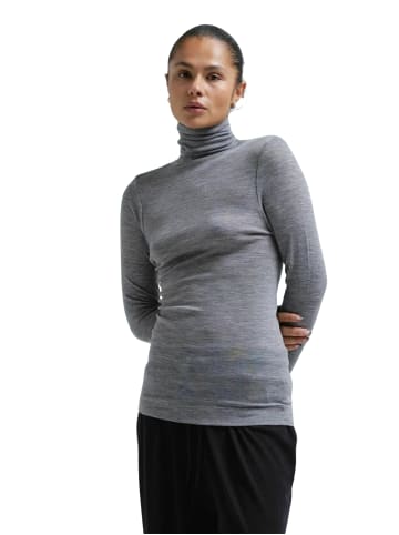 Seamless Basic Hemd Woolen Lola in Grey Melange