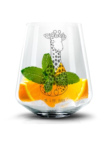 Mr. & Mrs. Panda Blümchentail Glas Giraffe Blumenkranz ohne Spruch in Transparent