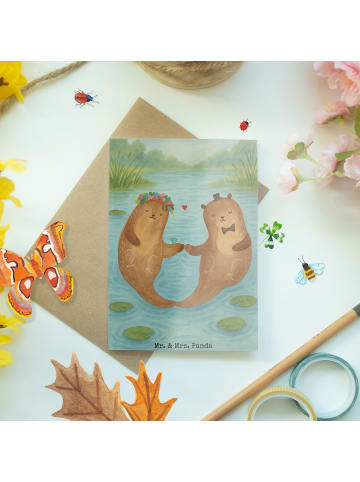 Mr. & Mrs. Panda Grußkarte Hochzeit Otter Design ohne Spruch in Weiß