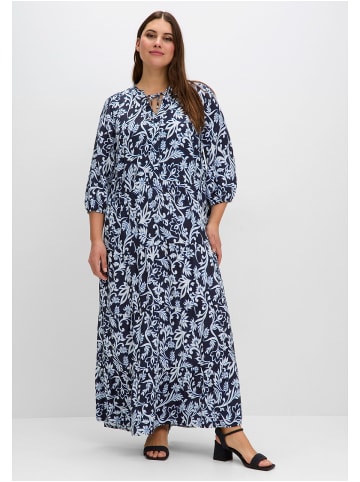 sheego Maxikleid in tiefblau gemustert