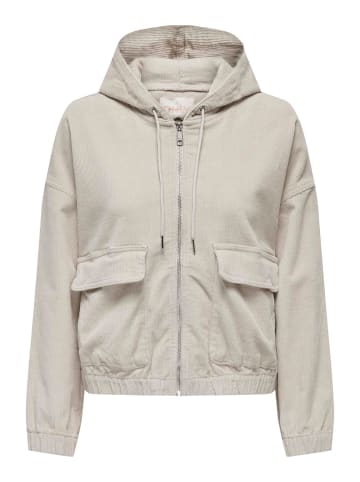 ONLY Cordjacke Bequeme Kapuzenjacke mit Reißverschluss und Taschen in Beige