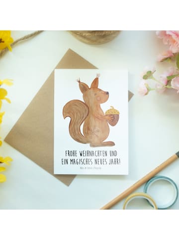 Mr. & Mrs. Panda Beileidskarte Eichhörnchen Weihnachtszeit mit S... in Weiß