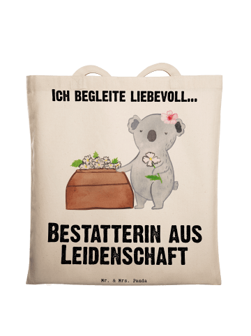 Mr. & Mrs. Panda Shopper Bag Bestatterin Leidenschaft mit Spruch in Creme