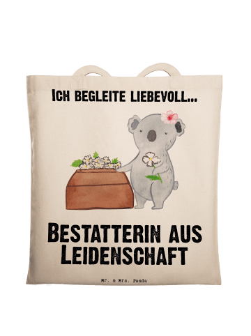 Mr. & Mrs. Panda Tragetasche Bestatterin Leidenschaft mit Spruch in Creme