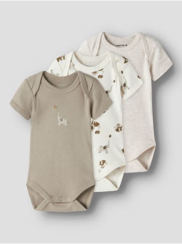 name it 3er Pack Kurzarmbodys NBNBODY 3P S/S ANIMAL in jet stream