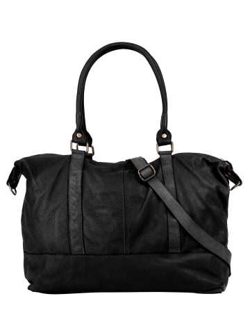 Samantha Look Reisetasche echt Leder in schwarz
