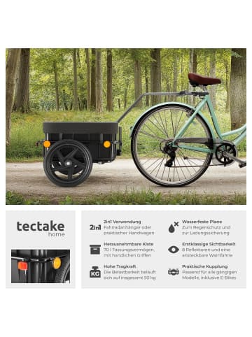 tectake Fahrradanhänger, luftgefüllte Profilreifen, Belastbarkeit 50 kg