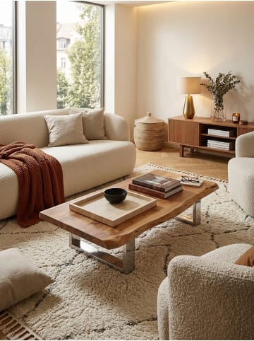 KADIMA DESIGN Couchtisch 115 x 25 x 58 cm Massiv Holz Metallgestell groß,