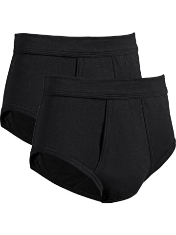 Erwin Müller Baumwolle, Feinripp Slip 2er-Pack in schwarz