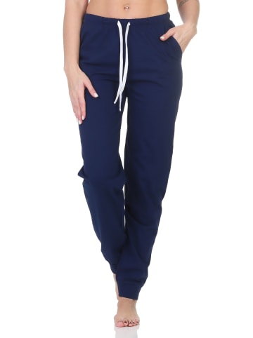 NORMANN Damen Pyjama Hose lang Mix & Match in marine