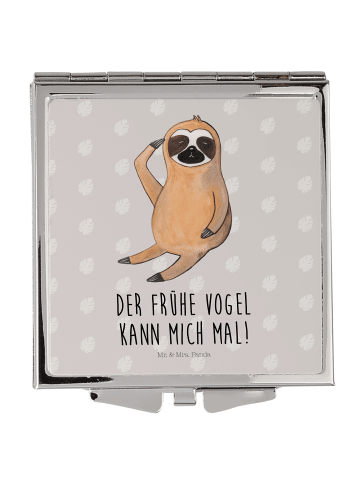 Mr. & Mrs. Panda Handtaschenspiegel quadratisch Faultier Vogel m... in Grau Pastell