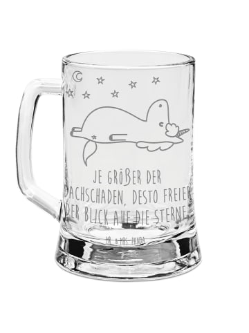 Mr. & Mrs. Panda Bierkrug Einhorn Sternenhimmel mit Spruch in Transparent