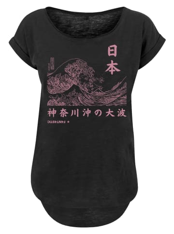 F4NT4STIC Long Cut T-Shirt Kanagawa Welle Japan Color in schwarz