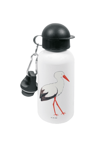 Mr. & Mrs. Panda Kindertrinkflasche Storch ohne Spruch in Weiß