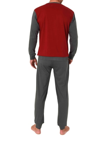 NORMANN Schlafanzug langarm mit Bündchen Frontprint in rot1