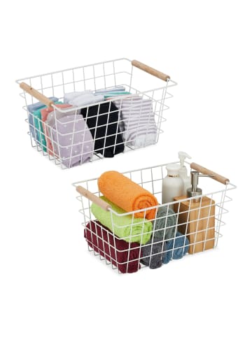relaxdays 2 x Drahtkorb in Weiß - (B)31x (H)16 x (T)21 cm