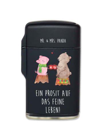 Mr. & Mrs. Panda Feuerzeug Glühschwein Sause mit Spruch in Schwarz