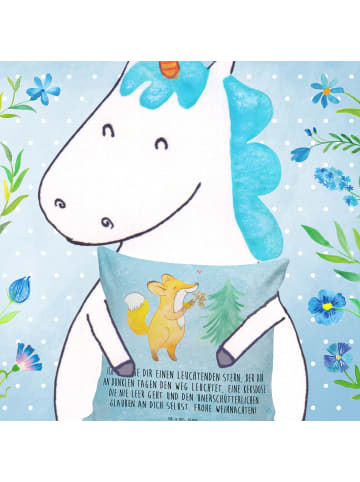 Mr. & Mrs. Panda kissen für sofa Fuchs  Weihnachtsbaum mit Spruch in Eisblau