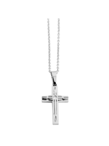 Adeliás Damen Halskette mit Anhänger – Kreuz aus Edelstahl in silber