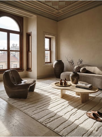 KADIMA DESIGN Kurzflorteppich Abstrakt pflegeleicht Wohnzimmer Schlafzimmer Flur in Creme
