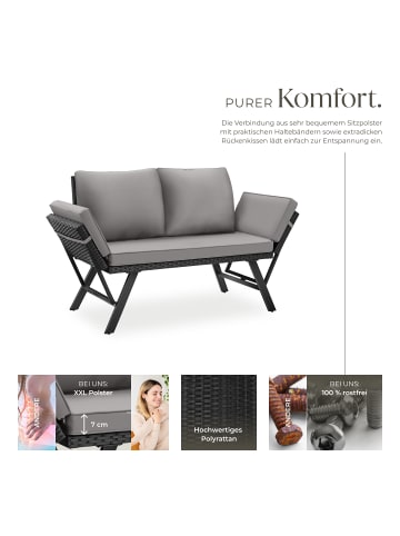 tectake Rattan Sitzgruppe, 250 kg Belastbarkeit, höhenverstellbare Füße