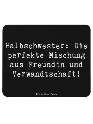 Mr. & Mrs. Panda Mauspad Halbschwester Glück mit Spruch in Schwarz