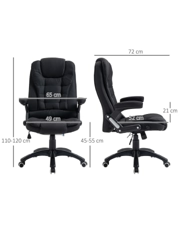 Vinsetto Bürostuhl-65B x 72T x 120H cm-Schwarz