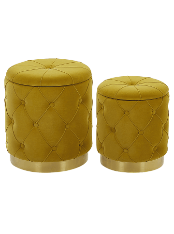 Beliani 2er-Set Pouf PUEBLO in Gelb/Gold